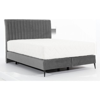 Ensemble lit + sommier + matelas tissu velours gris - 160x200 cm - BLASIO de VENESETTI