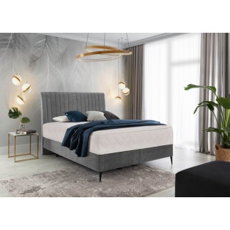 Ensemble lit + sommier + matelas tissu velours gris - 160x200 cm - BLASIO de VENESETTI