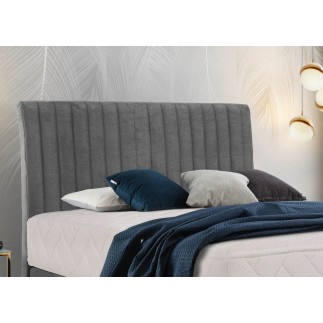 Ensemble lit + sommier + matelas en tissu velours gris foncé - 140x200 cm - BLASIO de VENESETTI