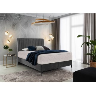 Ensemble lit + sommier + matelas en tissu velours gris foncé - 140x200 cm - BLASIO de VENESETTI