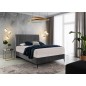 Ensemble lit + sommier + matelas en tissu velours gris foncé - 140x200 cm - BLASIO de VENESETTI Ensemble lit + sommier + matelas en tissu velours gris foncé - 140x200 cm - BLASIO de VENESETTI