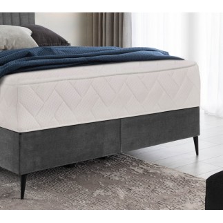 Ensemble lit + sommier + matelas tissu velours gris foncé - 180x200 cm- BLASIO de VENESETTI