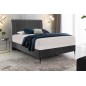 Ensemble lit + sommier + matelas en tissu velours anthracite - 140x200 cm - BLASIO de VENESETTI Ensemble lit + sommier + matelas en tissu velours anthracite - 140x200 cm - BLASIO de VENESETTI