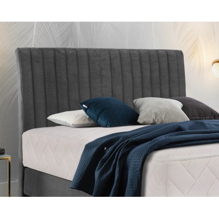 Ensemble lit + sommier + matelas en tissu velours anthracite - 140x200 cm - BLASIO de VENESETTI