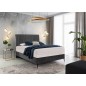 Ensemble lit + sommier + matelas en tissu velours anthracite - 140x200 cm - BLASIO de VENESETTI Ensemble lit + sommier + matelas en tissu velours anthracite - 140x200 cm - BLASIO de VENESETTI