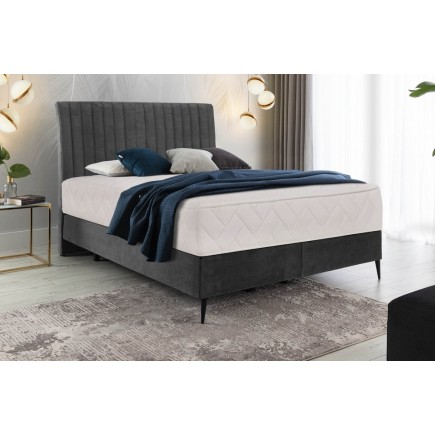 Ensemble lit + sommier + matelas tissu velours anthracite - 160x200 cm - BLASIO de VENESETTI