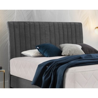 Ensemble lit + sommier + matelas tissu velours anthracite - 160x200 cm - BLASIO de VENESETTI
