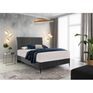 Ensemble lit + sommier + matelas tissu velours anthracite - 160x200 cm - BLASIO de VENESETTI