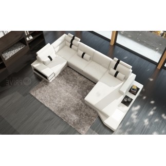 2eme paiement de la commande Canapé d'angle en cuir italien 8 places venise, blanc/noir. 6x sans frais, total de la commande 409