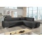 Canapé d'angle convertible en tissu velours luxe 5 places, coffre, gris foncé, angle droit (vu de face), PORTOFINO VELOURS Canapé d'angle convertible en tissu velours luxe 5 places, coffre, gris foncé, angle droit (vu de face), PORTOFINO VELOURS