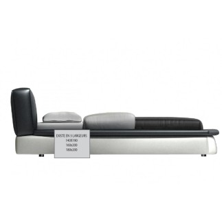 Lit en cuir italien de luxe PRESTIGIO, noir et blanc, 140x190