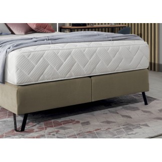 Ensemble lit + sommier + matelas - velours beige - 140x200 cm - CORSICA