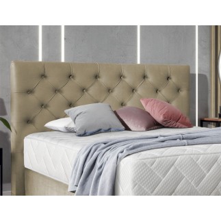 Ensemble lit + sommier + matelas - velours beige - 160x200 cm - CORSICA
