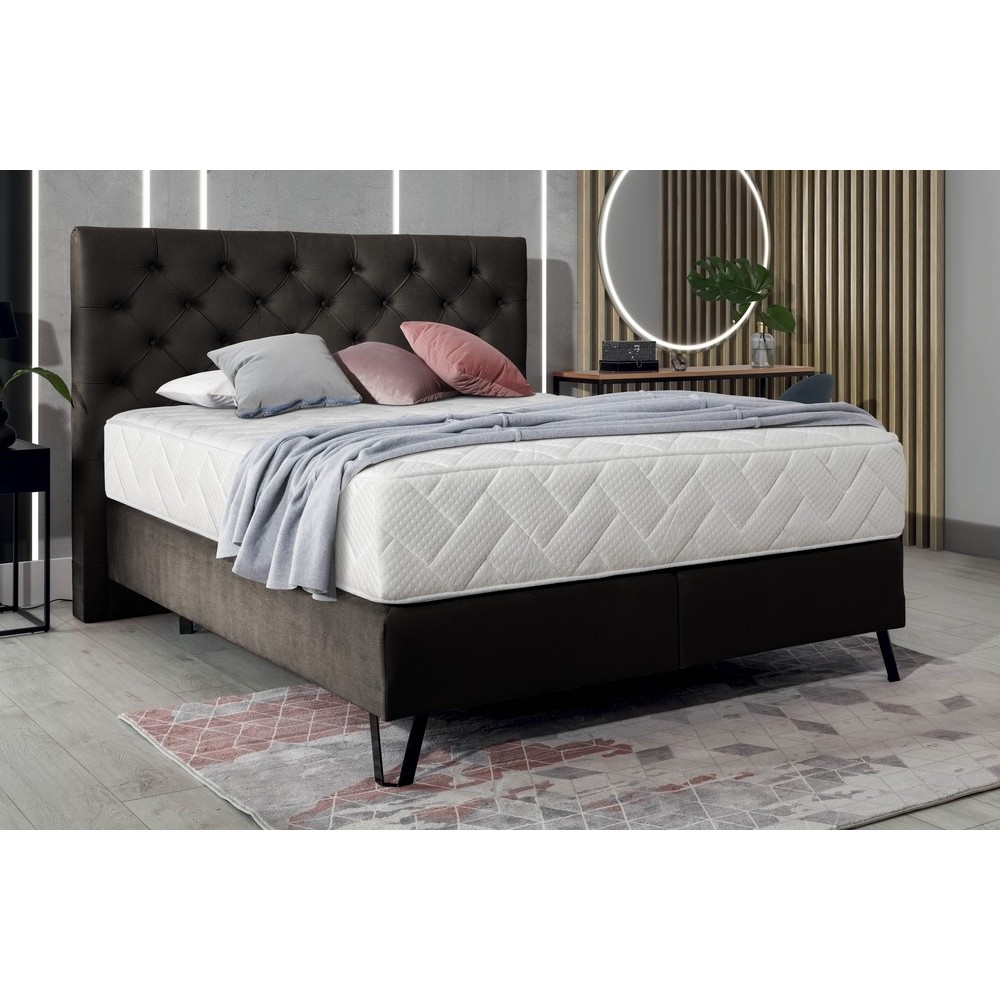 Ensemble lit + sommier + matelas - velours chocolat - 140x200 cm - CORSICA Ensemble lit + sommier + matelas - velours chocolat - 140x200 cm - CORSICA