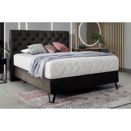 Ensemble lit + sommier + matelas - velours chocolat - 140x200 cm - CORSICA