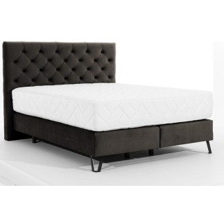 Ensemble lit + sommier + matelas - velours chocolat - 140x200 cm - CORSICA