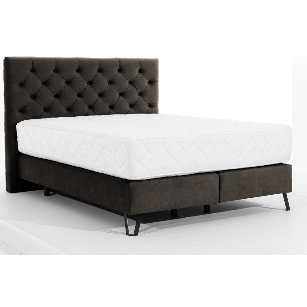 Ensemble lit + sommier + matelas - velours chocolat - 180x200 cm - CORSICA Ensemble lit + sommier + matelas - velours chocolat - 180x200 cm - CORSICA
