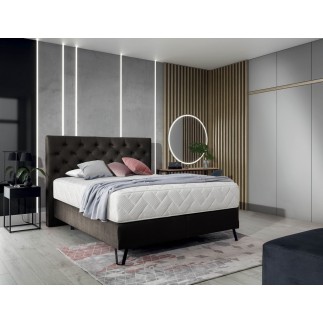 Ensemble lit + sommier + matelas - velours chocolat - 180x200 cm - CORSICA