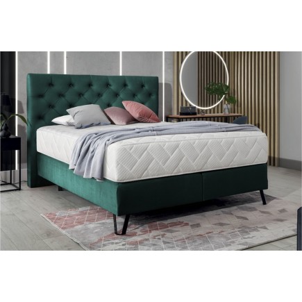 Ensemble lit + sommier + matelas - velours vert foncé - 140x200 cm - CORSICA