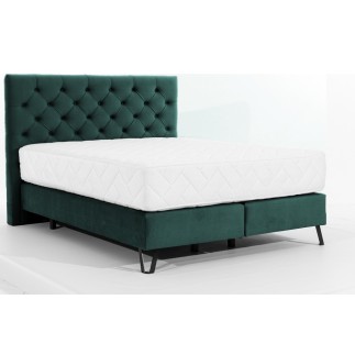 Ensemble lit + sommier + matelas - velours vert foncé - 160x200 cm - CORSICA