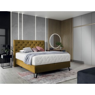 Ensemble lit + sommier + matelas - velours cuivre - 140x200 cm - CORSICA