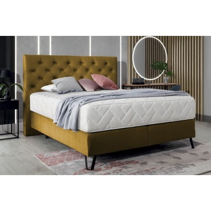 Ensemble lit + sommier + matelas - velours cuivre - 180x200 cm - CORSICA