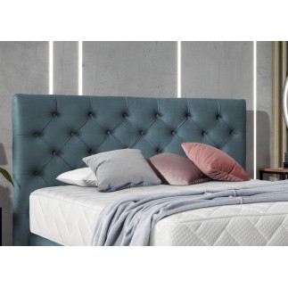 Ensemble lit + sommier + matelas - velours bleu reflet vert - 140x200 cm - CORSICA