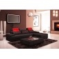 Canapé d'angle en cuir italien 5 places ELIXA, noir et rouge, angle droit Canapé d'angle en cuir italien 5 places ELIXA, noir et rouge, angle droit