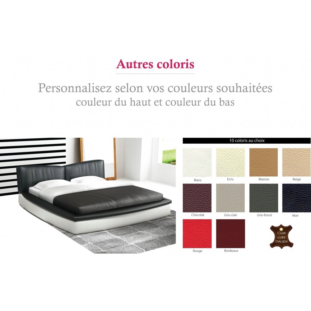 Lit en cuir italien de luxe PRESTIGIO, autre coloris, Personnalisé, 180x200 Lit en cuir italien de luxe PRESTIGIO, autre coloris, Personnalisé, 180x200