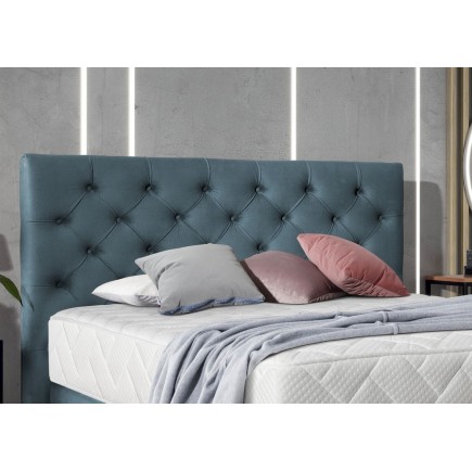 Ensemble lit + sommier + matelas - velours bleu reflet vert - 160x200 cm - CORSICA