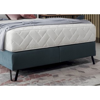 Ensemble lit + sommier + matelas - velours bleu reflet vert - 160x200 cm - CORSICA