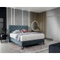 Ensemble lit + sommier + matelas - velours bleu reflet vert - 180x200 cm - CORSICA Ensemble lit + sommier + matelas - velours bleu reflet vert - 180x200 cm - CORSICA