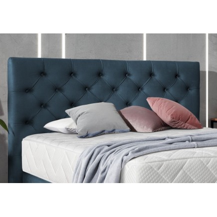 Ensemble lit + sommier + matelas - velours bleu foncé - 180x200 cm - CORSICA