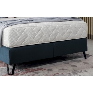 Ensemble lit + sommier + matelas - velours bleu foncé - 180x200 cm - CORSICA