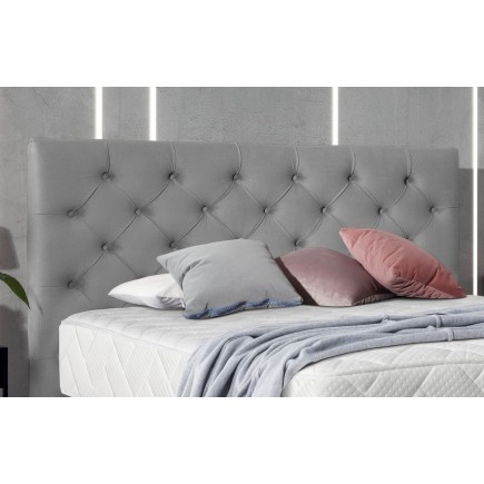 Ensemble lit + sommier + matelas - velours gris - 140x200 cm - CORSICA