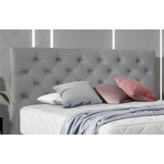 Ensemble lit + sommier + matelas - velours gris - 180x200 cm - CORSICA