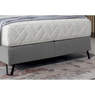 Ensemble lit + sommier + matelas - velours gris - 180x200 cm - CORSICA