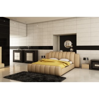 Lit design en cuir italien de luxe SPLENDIDE, beige, 160x200