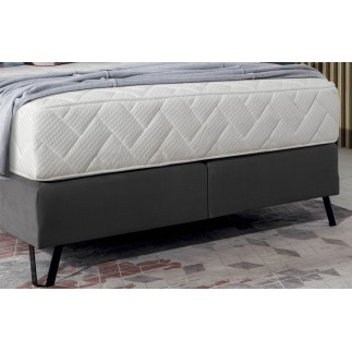 Ensemble lit + sommier + matelas - velours gris foncé - 160x200 cm - CORSICA