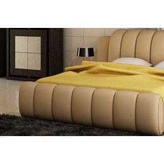 Lit design en cuir italien de luxe SPLENDIDE, beige