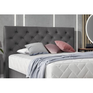 Ensemble lit + sommier + matelas - velours gris foncé - 180x200 cm - CORSICA
