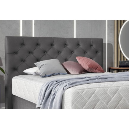 Ensemble lit + sommier + matelas - velours gris foncé - 180x200 cm - CORSICA