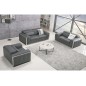 Ensemble Canapé 3 places et 2 places et fauteuil 1 place en cuir italien buffle LUXY, gris foncé Ensemble Canapé 3 places et 2 places et fauteuil 1 place en cuir italien buffle LUXY, gris foncé