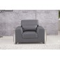 Ensemble Canapé 3 places et 2 places et fauteuil 1 place en cuir italien buffle LUXY, gris foncé Ensemble Canapé 3 places et 2 places et fauteuil 1 place en cuir italien buffle LUXY, gris foncé