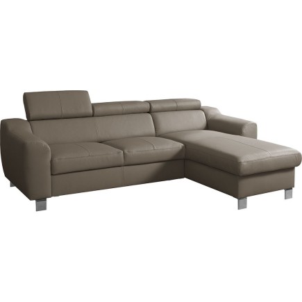Canapé d'angle en cuir italien de luxe 5 places ASTRA, taupe, angle droit