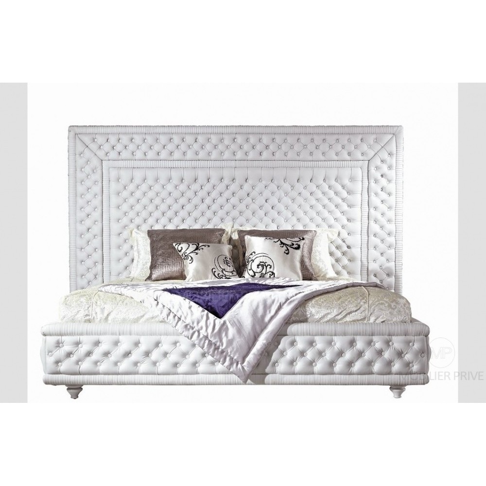 Lit en cuir italien de luxe PALACE, blanc, 180x200
