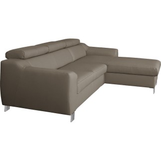 Canapé d'angle en cuir italien de luxe 5 places ASTRA, taupe, angle droit