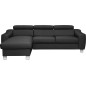 - Canapé d'angle en cuir italien de luxe 5 places ASTRA, noir, angle gauche - Canapé d'angle en cuir italien de luxe 5 places ASTRA, noir, angle gauche