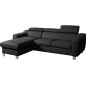 - Canapé d'angle en cuir italien de luxe 5 places ASTRA, noir, angle gauche - Canapé d'angle en cuir italien de luxe 5 places ASTRA, noir, angle gauche