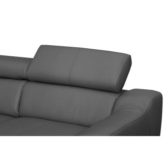 Canapé d'angle en cuir italien de luxe 5 places ASTRA, gris foncé, angle gauche